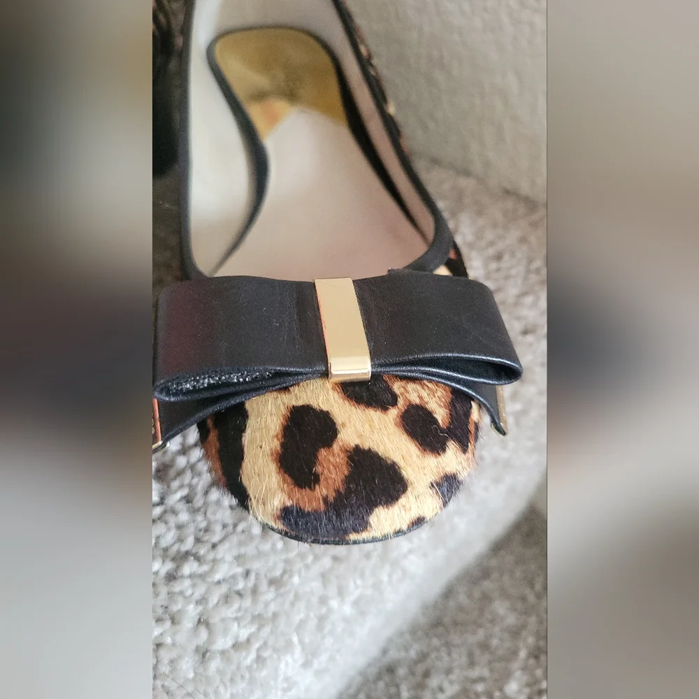 Michael Kors Brown and Black Heels with Leopard Print in Calf Hair.size 7.5